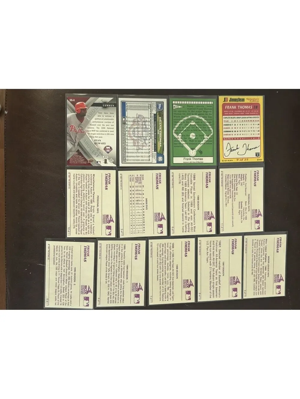 FRANK THOMAS VINTAGE MLB COLLECTION UPPER DECK/TOPPS/ STAR CO NM 13 CARD LOT HOF